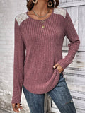 Round Neck Ribbed Long Sleeve T-Shirt • More Colors