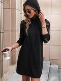 Lace Trim Long Sleeve Hooded Tunic/Dress