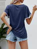Pom-Pom Trim Flutter Sleeve Round Neck Tee • More Colors