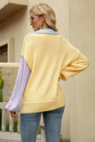 Color Block Round Neck Dropped Shoulder Sweater • More Colors