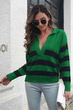 Deep V Striped Johnny Collar Sweater • More Colors