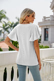 Eyelet Flutter Sleeve Round Neck Top • More Colors