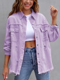 Relaxed Fit Distressed Denim Jacket • More Colors