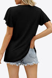 V-Neck Flutter Sleeve Tee Shirt • More Colors