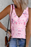 Quarter Snap Printed V-Neck Tank