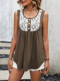 Lace Contrast Scoop Neck Tank • More Colors