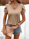 Strappy V-Neck Petal Sleeve Top • More Colors