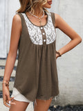 Lace Contrast Scoop Neck Tank • More Colors