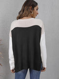 Color Block Round Neck Dropped Shoulder Sweater • More Colors