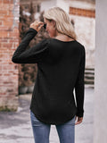 Pleated Detail Curved Hem Long Sleeve Top • More Colors
