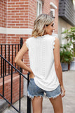 Eyelet Lace Trim Eyelash V-Neck Tank • More Colors