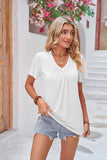 Ruched V-Neck Short Sleeve Tee • More Colors