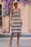 Striped Tie Shoulder Split Cover Up Dress • More Colors