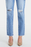 BAYEAS High Waist Distressed Cat's Whiskers Washed Straight Jeans