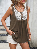 Lace Contrast Scoop Neck Tank • More Colors