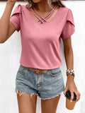 Strappy V-Neck Petal Sleeve Top • More Colors