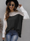 Color Block Round Neck Dropped Shoulder Sweater • More Colors