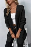 Rib-Knit Open Front Pocketed Cardigan • More Colors