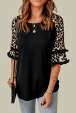 Leopard Contrast Ruffled Top • More Colors