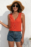 Buttoned Deep V Tank • More Colors