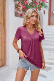 Ruched V-Neck Short Sleeve Tee • More Colors