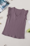 Ruffle Shoulder V-Neck Top • More Colors