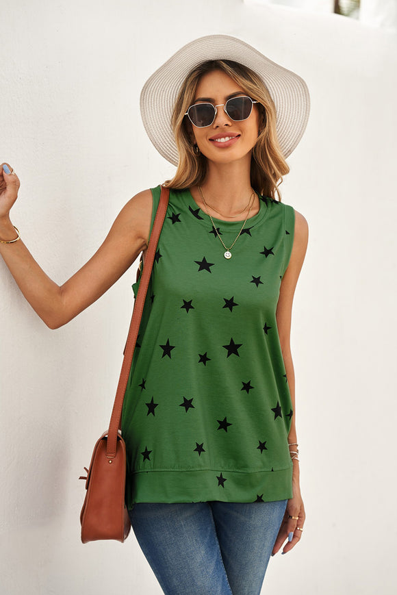 Star Print Tank with Slits • More Colors