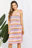 Striped Tie Shoulder Split Cover Up Dress • More Colors