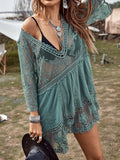 Lace Detail Plunge Cover-Up Dress • More Colors