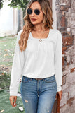 Ruched Square Neck Long Sleeve T-Shirt • More Colors