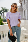 Eyelet Flutter Sleeve Round Neck Top • More Colors