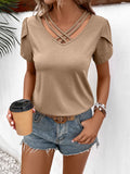 Strappy V-Neck Petal Sleeve Top • More Colors
