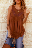 Lace Detail Button Back Sleeveless Top • More Colors