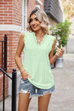 Eyelet Lace Trim Eyelash V-Neck Tank • More Colors