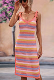 Striped Tie Shoulder Split Cover Up Dress • More Colors