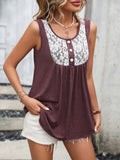 Lace Contrast Scoop Neck Tank • More Colors