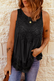 Lace Detail Button Back Sleeveless Top • More Colors