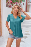 Ruched V-Neck Short Sleeve Tee • More Colors