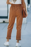 Drawstring Waist Corduroy Pants with Pockets