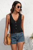 Buttoned Deep V Tank • More Colors