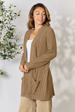 Basic Bae Ribbed Open Front Cardigan with Pockets • More Colors