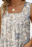 Printed Square Neck Curved Hem Tank • More Colors