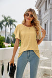 Eyelet Flutter Sleeve Round Neck Top • More Colors