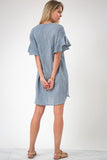 Ruffle Sleeve Cotton Dress
