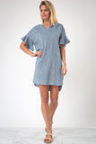 Ruffle Sleeve Cotton Dress