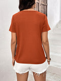 Lace Trim Contrast Waffle-Knit Top • More Colors