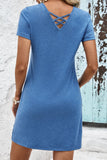 Short Sleeve V-Neck Mini Dress • More Colors