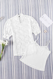 Lace Scalloped Short Puff Sleeve Top • More Colors