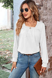 Ruched Square Neck Long Sleeve T-Shirt • More Colors