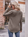 Pleated Detail Curved Hem Long Sleeve Top • More Colors